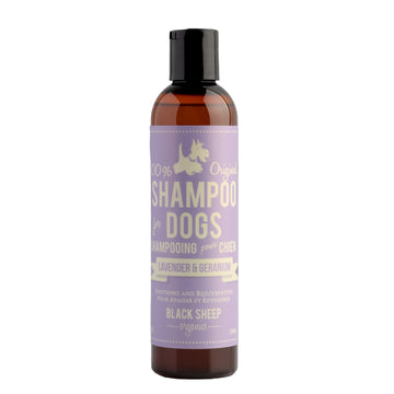 A lavender & geranium organic dog shampoo which helps soothe and rejuvenate skin.