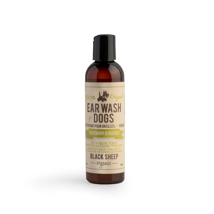  Black Sheep Organics' gentle, certified organic ear wash - antibacterial, antifungal, eco-friendly, and gentle.